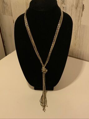 Gold Knot Tassel Lariat Necklace - Women Jewelry